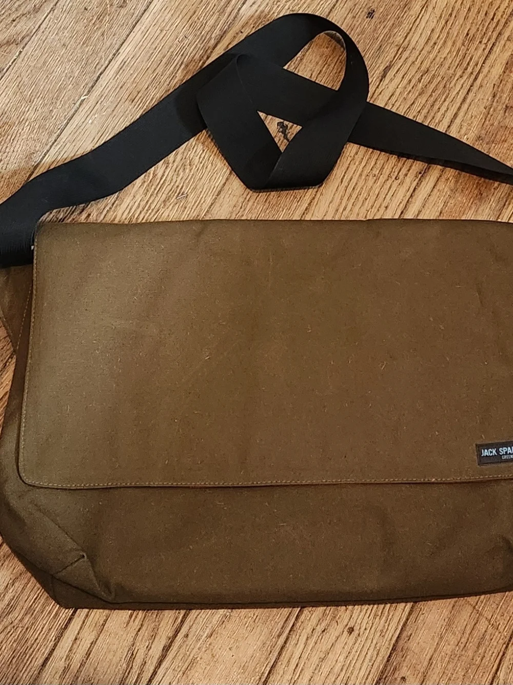 Jack Spade Brown Canvas Messenger Bag with Black Strap
